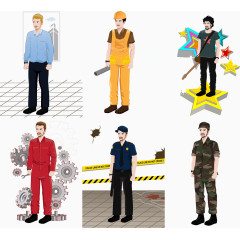 各行业工作人员矢量图