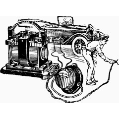 手绘欧美复古工厂和工作人员