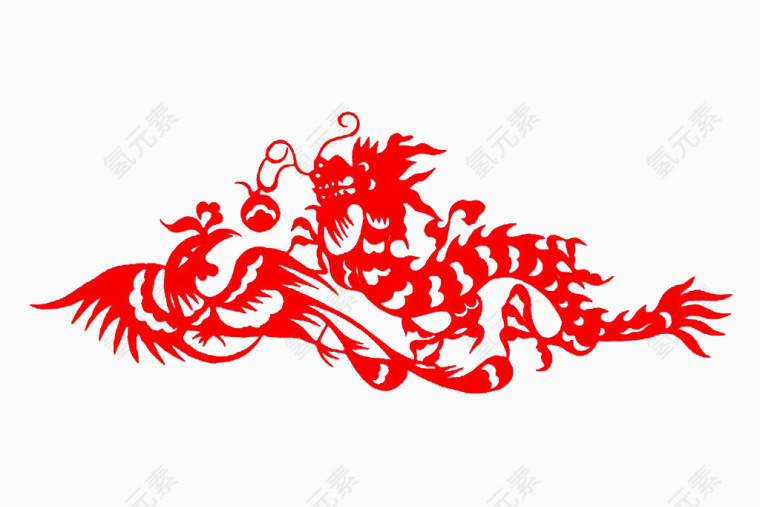 龙凤戏珠剪纸