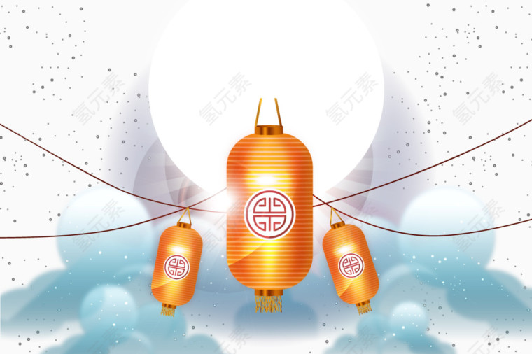 矢量灯笼月亮