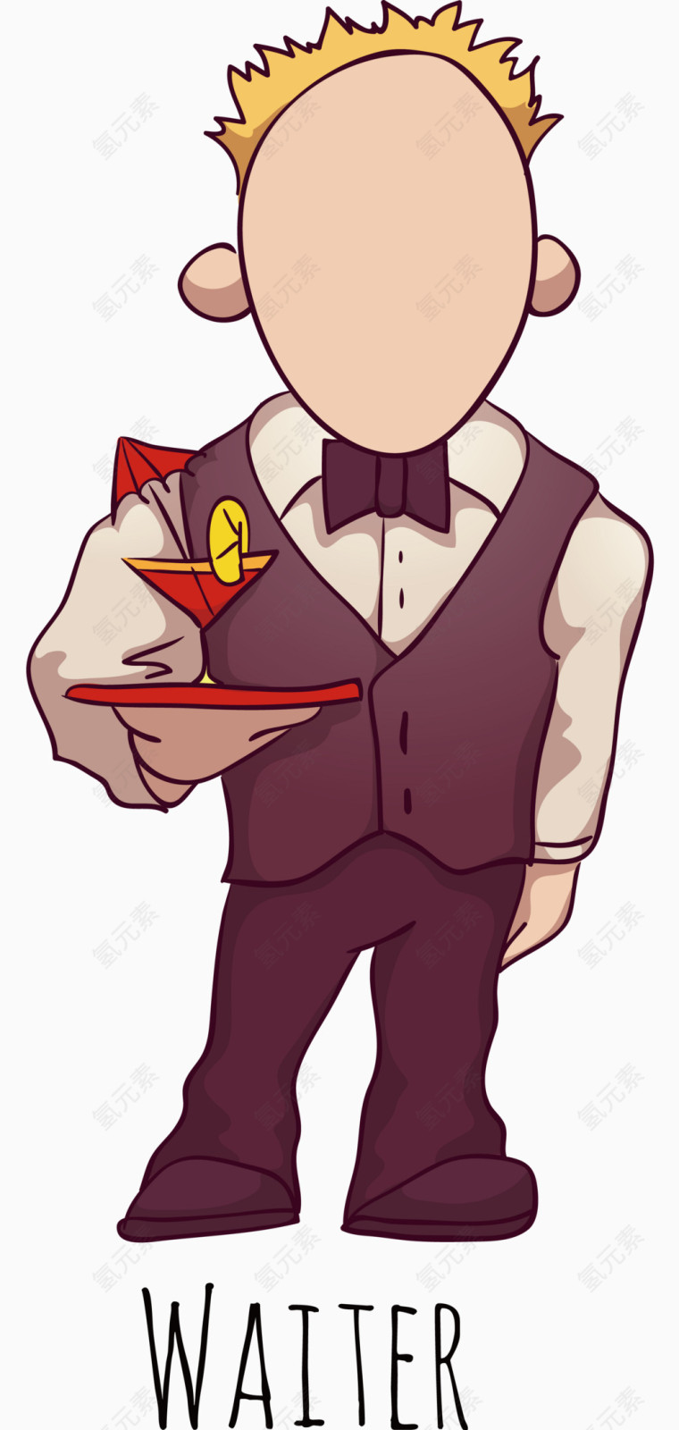 服务生卡通矢量图