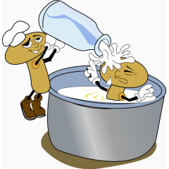 蘑菇厨师煮牛奶矢量图