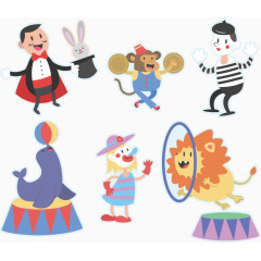 矢量手绘马戏团表演