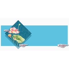 中国风淡蓝色标题栏PNG