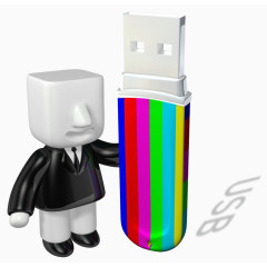 方头小人创意手拿U盘