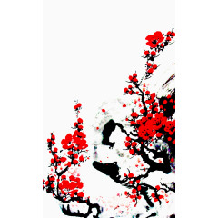 中国水墨风绘画梅花图片