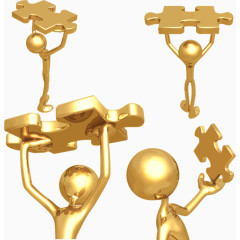 举拼图的矢量小人