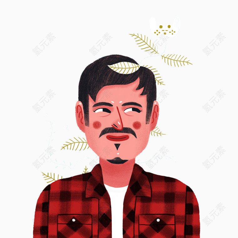 手绘男人头上长草