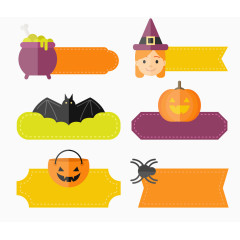 扁平化万圣节恐怖促销标签