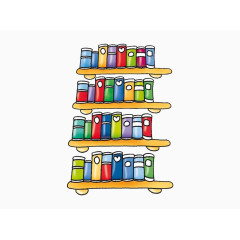 手绘彩色书架