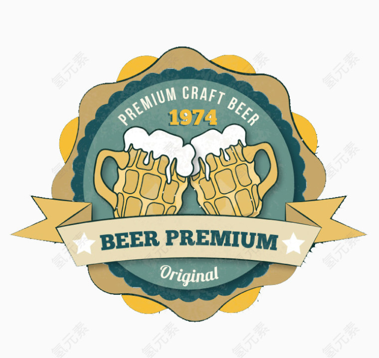 复古优质啤酒丝带标签矢量素材
