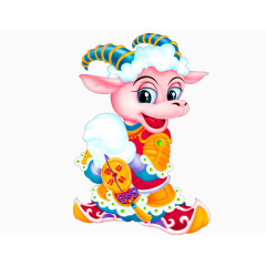 可爱卡通羊拜年