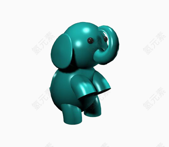 蓝色卷鼻子的大象