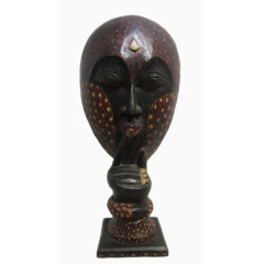 土著人头像木雕软装摆件