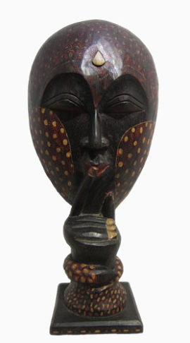 土著人头像木雕软装摆件