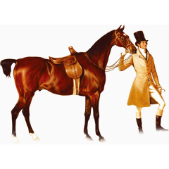 男子牵马装饰图案