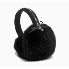 韩版可爱俏皮手缝水钻毛绒耳罩