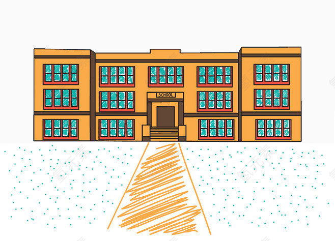卡通学校大楼