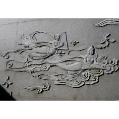 敦煌飞天石壁雕刻画像