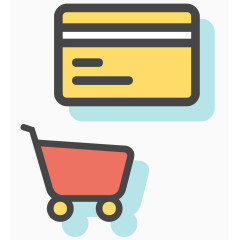 矢量卡通彩色购物车银行卡