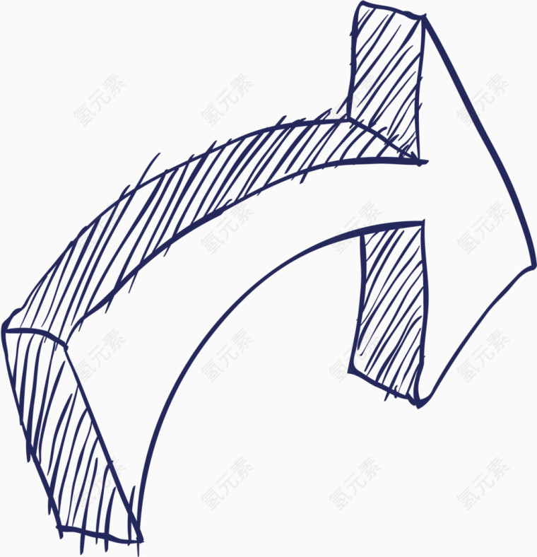 手绘立体箭头指示