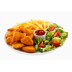 薯条炸鸡蕃茄生菜