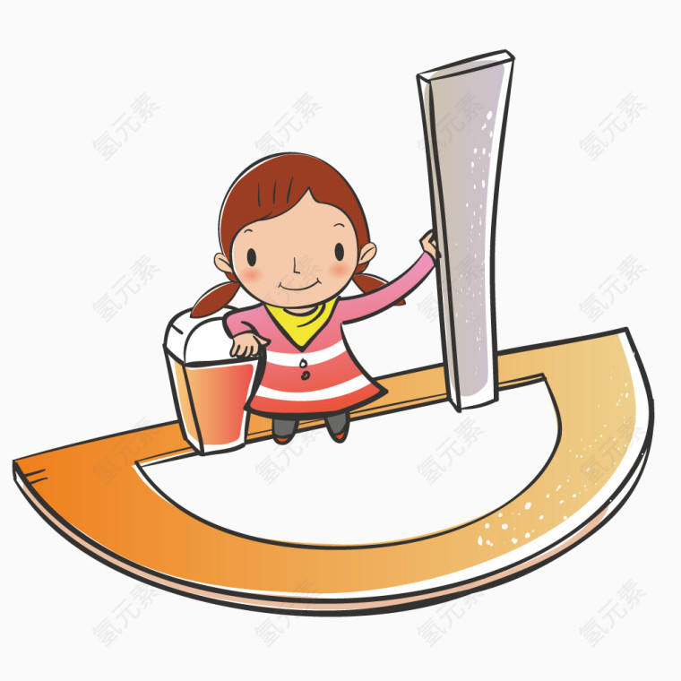 半圆尺子上的女孩