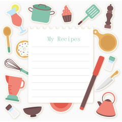 创意厨具空白菜谱矢量素材