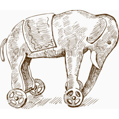 矢量手绘玩耍的大象