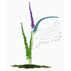 绿色手绘植物漂浮透明气泡