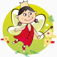 矢量卡通小天使女孩