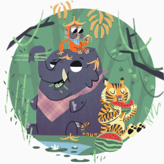 动物园里的大象老虎猴子