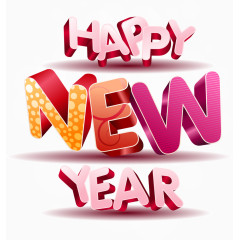 新年快乐英文吊旗矢量素材