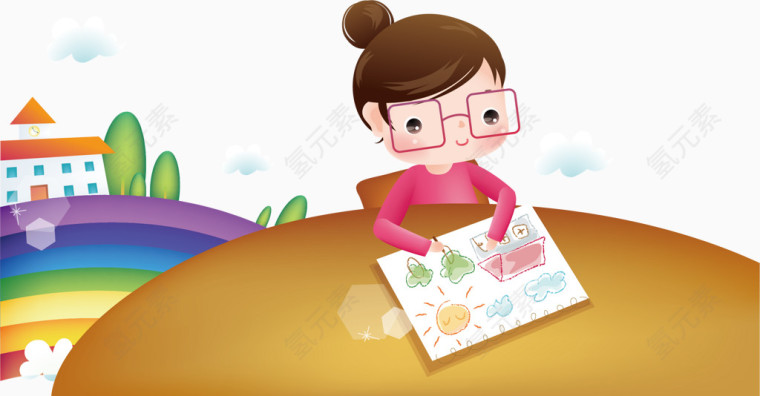 学生画画课程元素