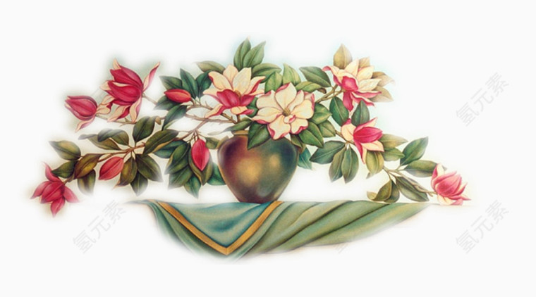 桌面花盆绘画装饰免抠素材