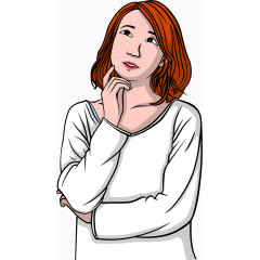矢量手绘思考的女孩