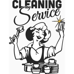矢量复古清洁服务员