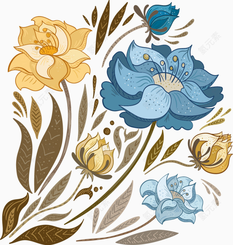 手绘花朵底纹