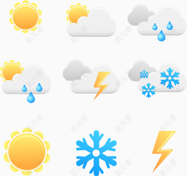 简约天气插件图标矢量