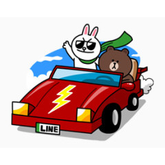 卡通兔子小熊汽车
