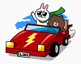 卡通兔子小熊汽车