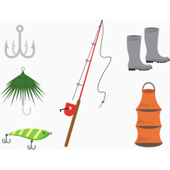矢量鱼线鱼漂鱼钩
