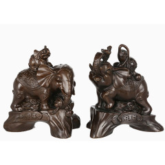 纯铜大象摆件一对