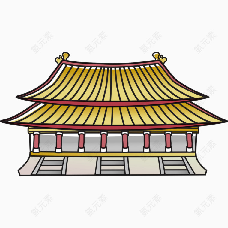 复古建筑物卡通