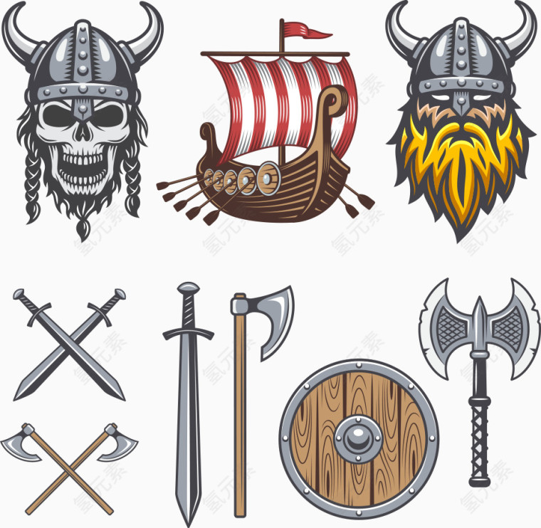 矢量士兵骷髅和武器