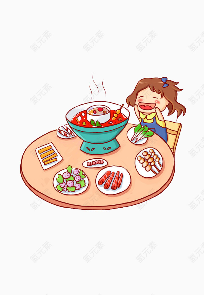 清新可爱卡通女孩餐桌