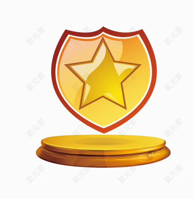 矢量金色手绘卡通冠军榜图案