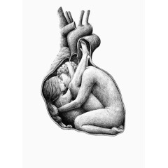 创意插画-心脏中的情侣