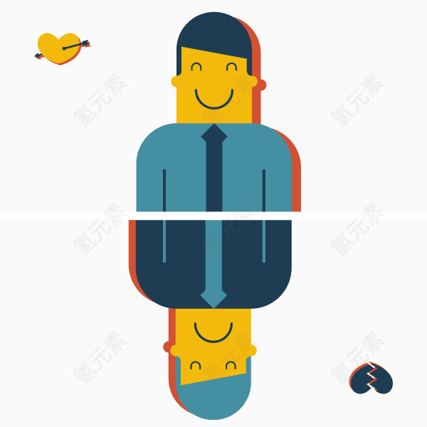 矢量商务男士心情抽象示意图
