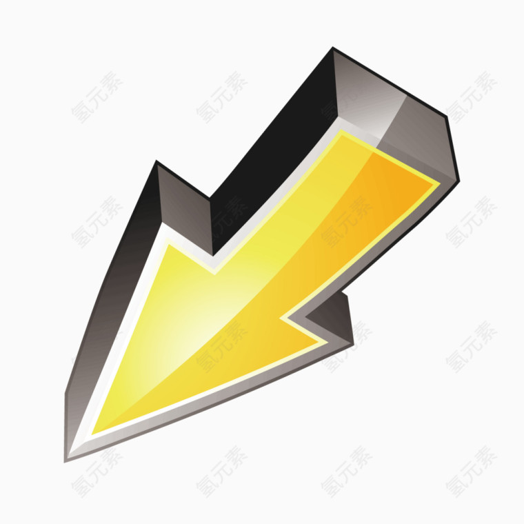 矢量直降箭头黄色立体灰色